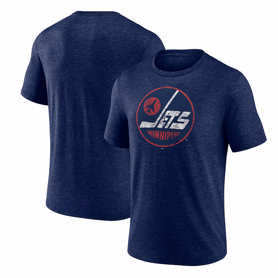 Men's Winnipeg Jets Navy Wheelhouse Tri-Blend T-Shirt - Ujersey