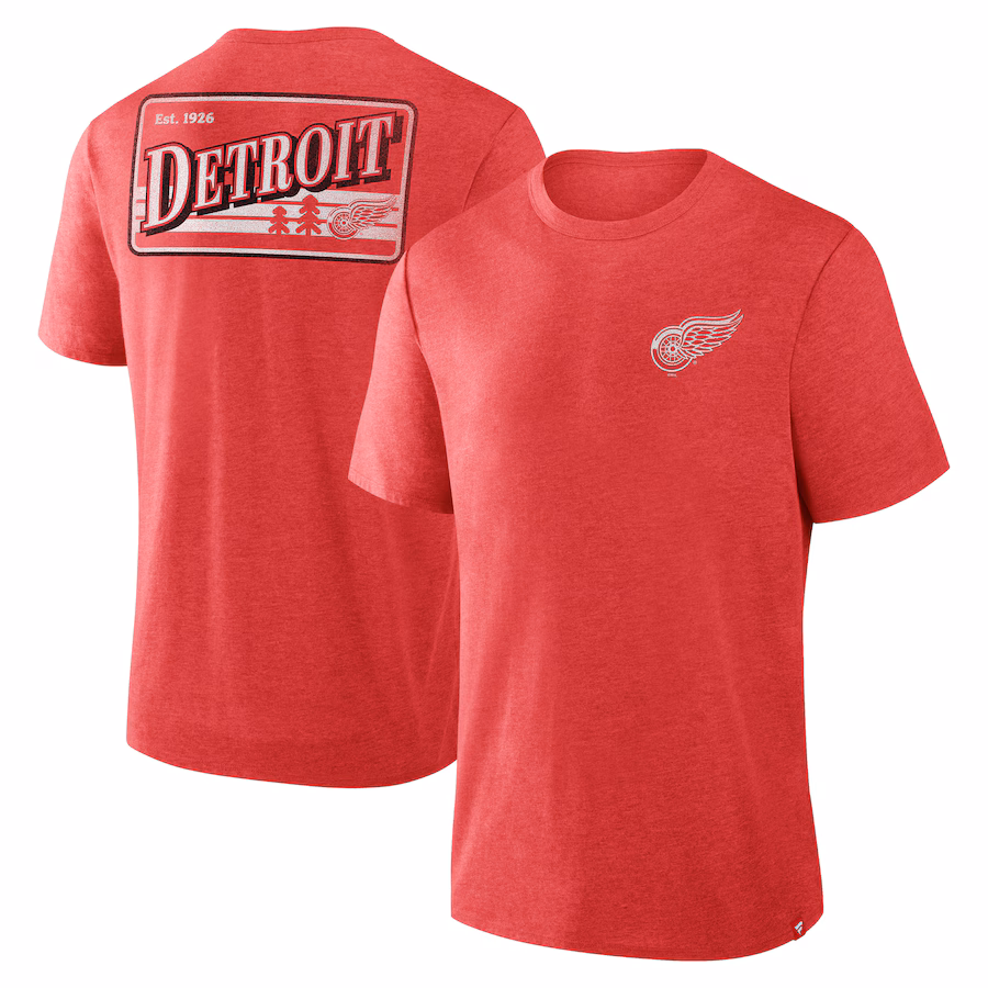 Men's Detroit Red Wings Fanatics Heather Red Fan Lanes Tri-Blend T-Shirt - Ujersey
