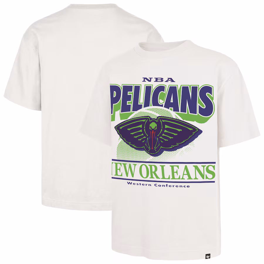 Men's New Orleans Pelicans  '47 White City Edition Shifty Foundation T-Shirt - Ujersey