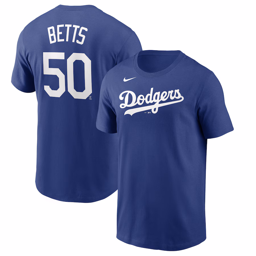 Men's Los Angeles Dodgers Mookie Betts Nike Royal Name & Number T-Shirt - Ujersey