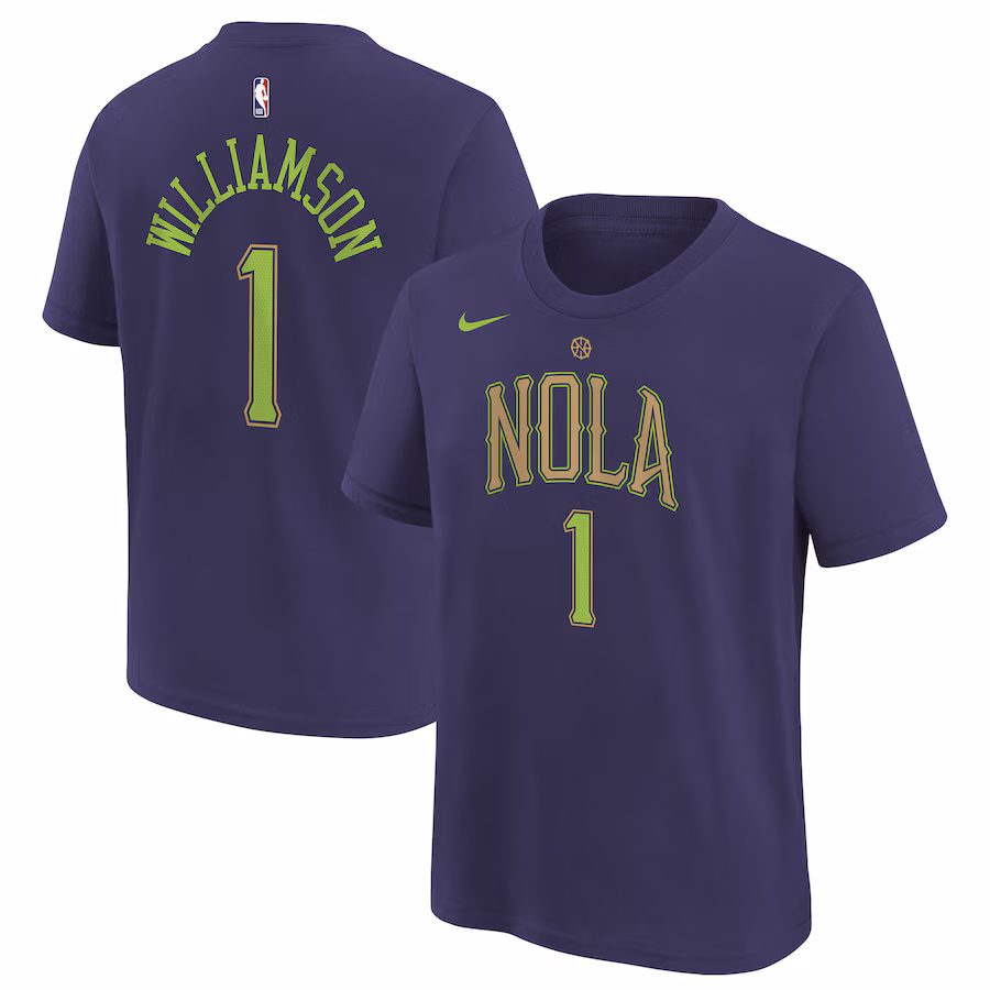 Youth New Orleans Pelicans Zion Williamson Nike Purple 2024/25 City Edition Name & Number T-Shirt - Ujersey