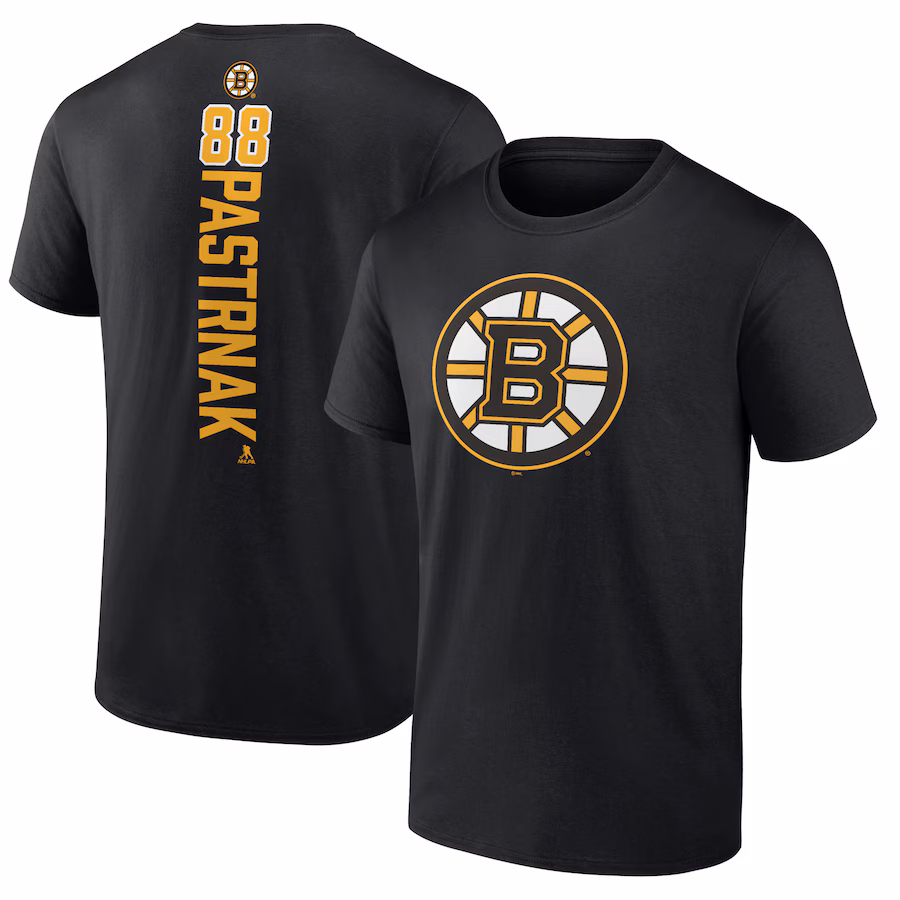 Men's Boston Bruins David Pastrnak Black Playmaker T-Shirt - Ujersey