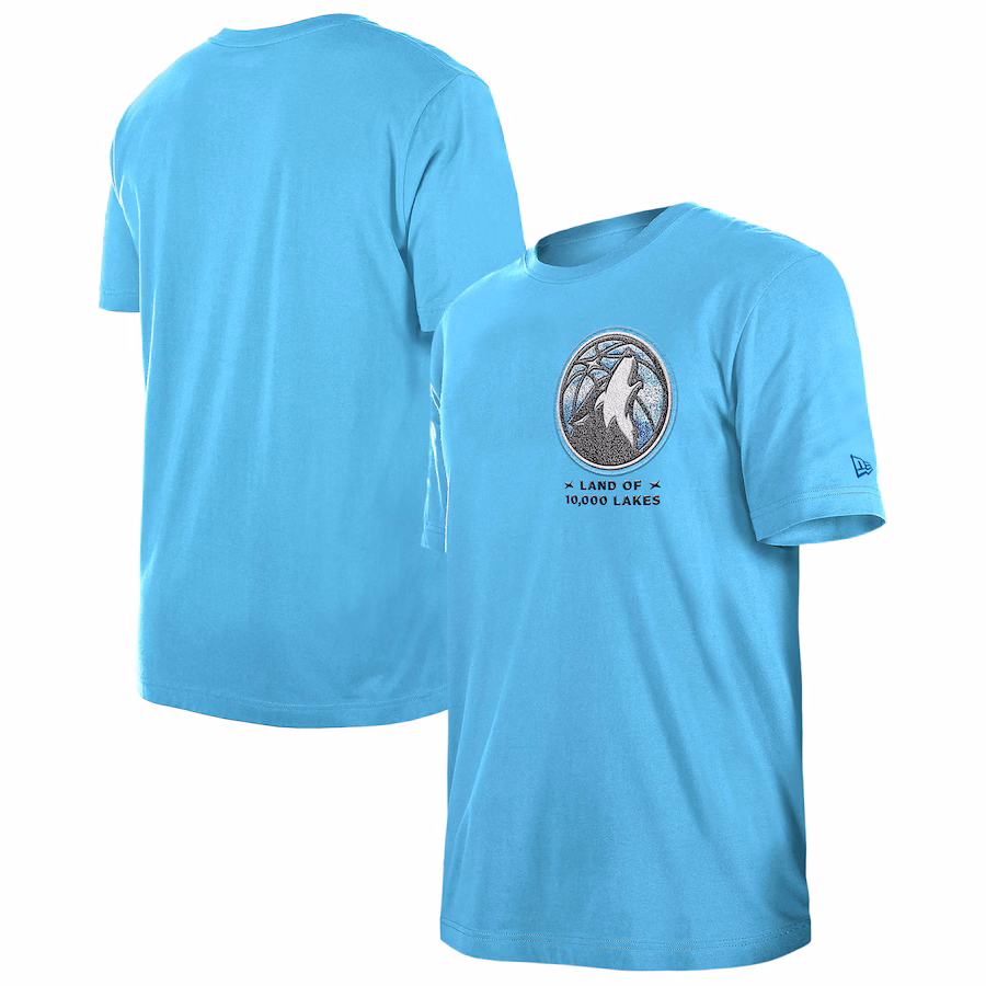 Men's Minnesota Timberwolves  New Era Blue 2024/25 City Edition Chenille Heavyweight T-Shirt - Ujersey