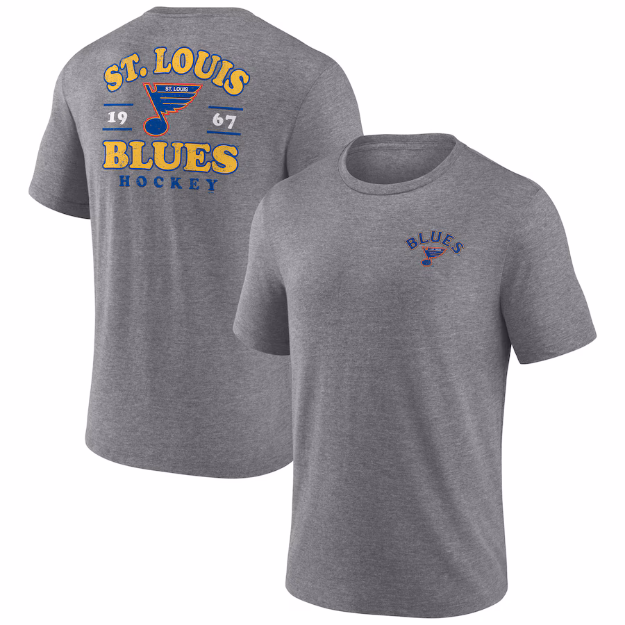 Men's St. Louis Blues Fanatics Heather Gray Winger Tri-Blend T-Shirt - Ujersey