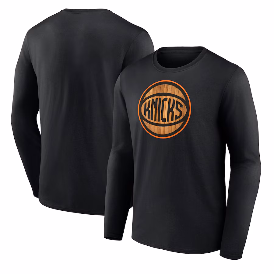 Men's New York Knicks  Black Hardwood Long Sleeve T-Shirt - Ujersey