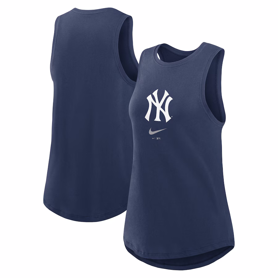 Women's New York Yankees Nike Navy Legacy Icon High Neck Performance Tank Top - Ujersey
