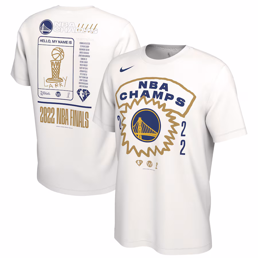 Men's Golden State Warriors Nike White 2022 NBA Finals Champions Roster T-Shirt - Ujersey