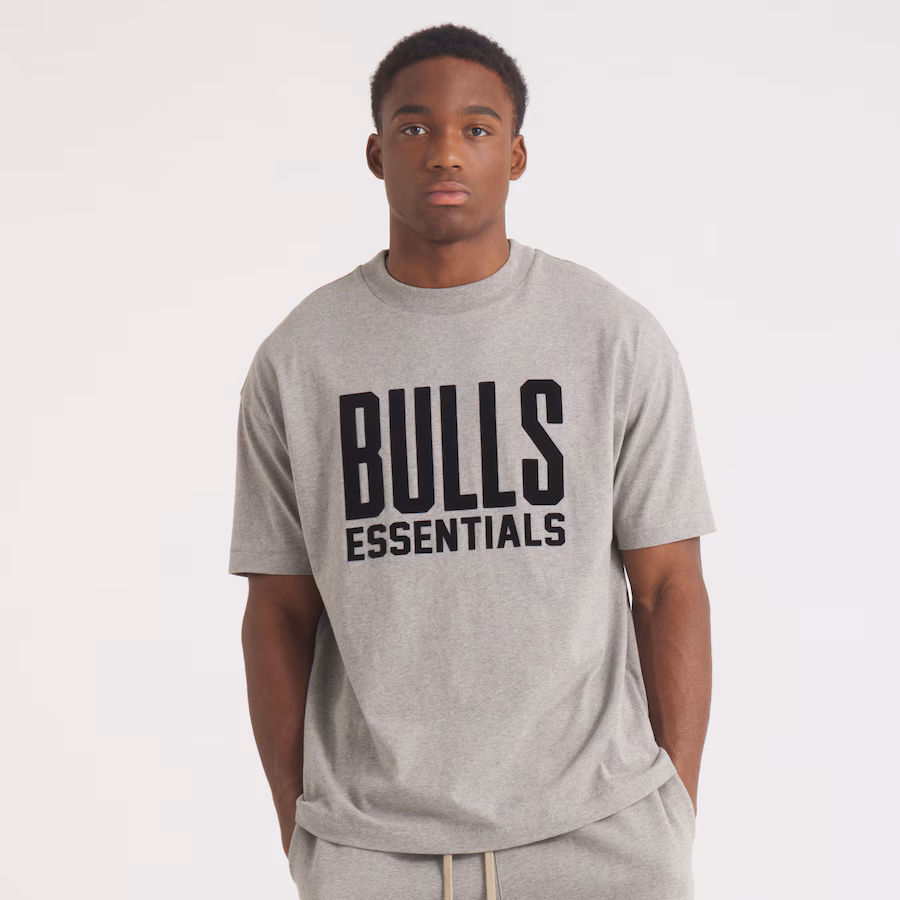 Unisex Chicago Bulls Fear of God Gray NBA x ESSENTIALS T-Shirt - Ujersey