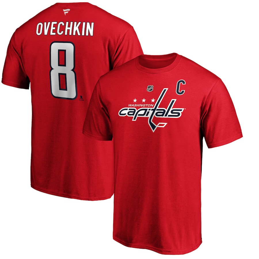 Men's Washington Capitals Alexander Ovechkin Fanatics Red Team Authentic Stack Name & Number T-Shirt - Ujersey