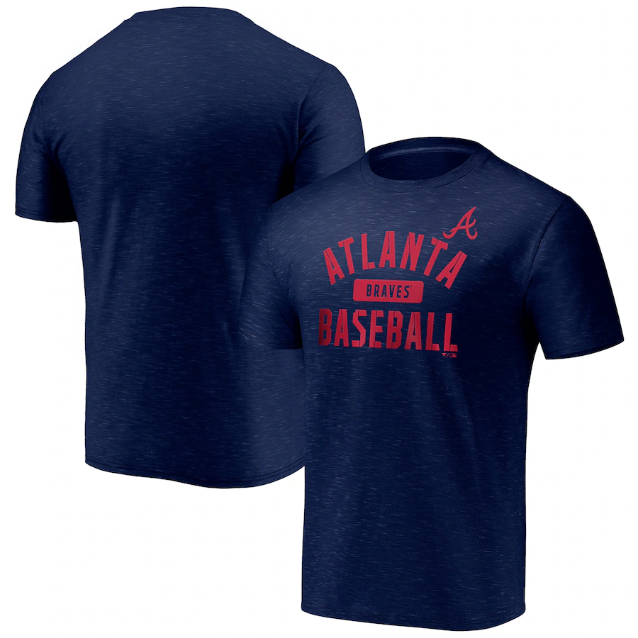 Men's Atlanta Braves Fanatics Navy Primary Pill Space Dye T-Shirt - Ujersey