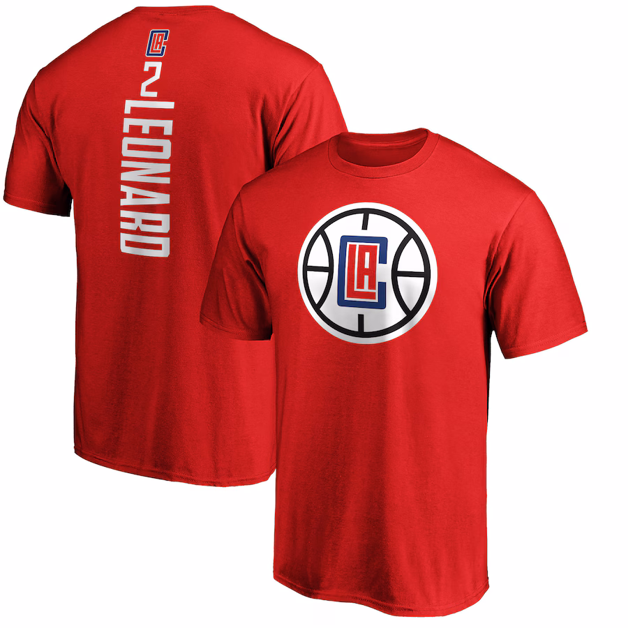 Men's LA Clippers Kawhi Leonard Fanatics Red Team Playmaker Name & Number T-Shirt - Ujersey