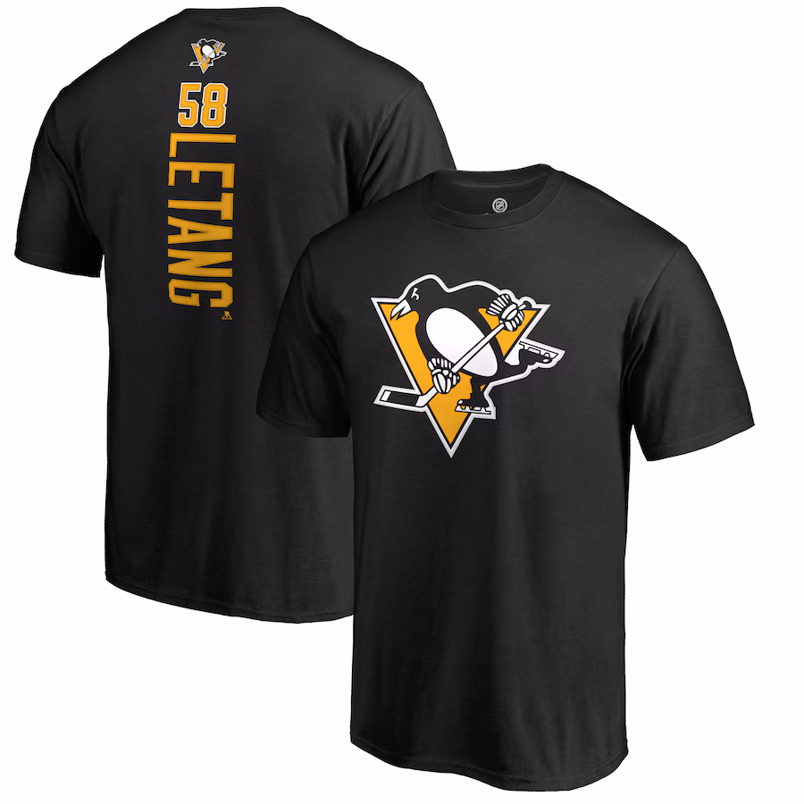 Men's Pittsburgh Penguins Kris Letang Black Backer T-Shirt - Ujersey