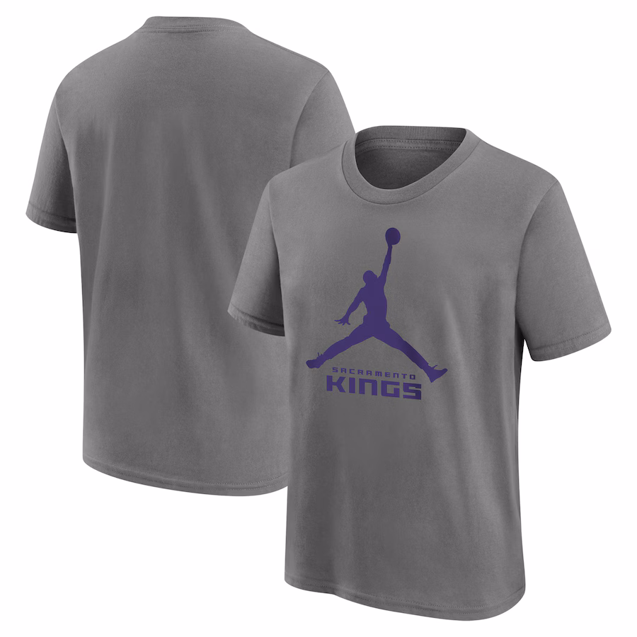Youth Sacramento Kings Jordan Brand Steel Essential Jumpman Logo T-Shirt - Ujersey