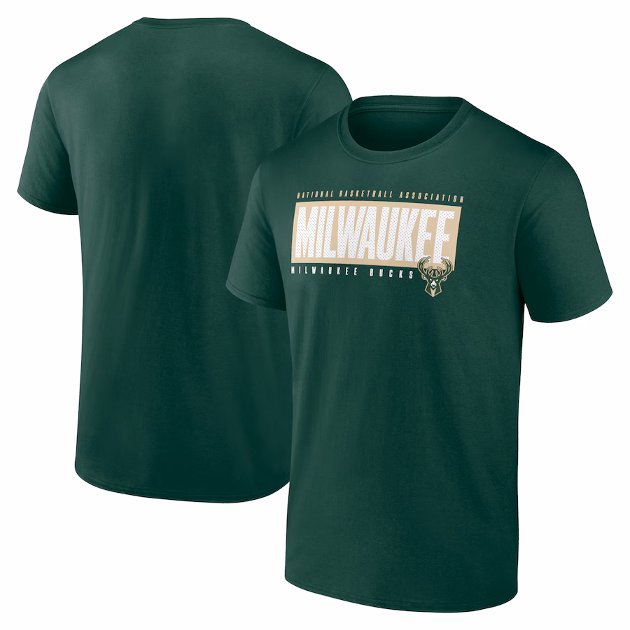 Men's Milwaukee Bucks Fanatics Hunter Green Box Out T-Shirt - Ujersey