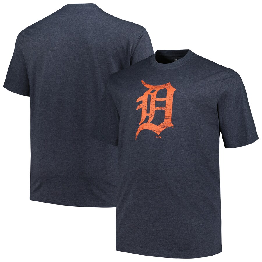 Men's Detroit Tigers Profile Heather Navy Big & Tall Weathered Logo T-Shirt - Ujersey