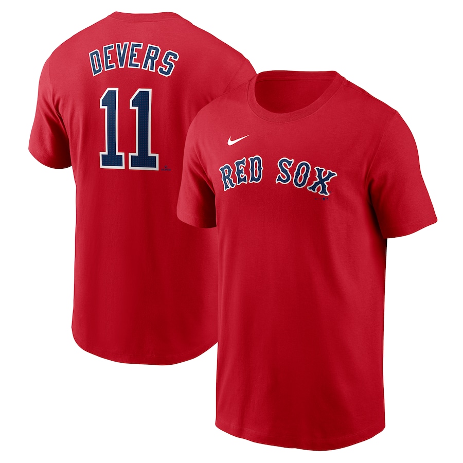 Men's Boston Red Sox Rafael Devers Nike Red Fuse Name & Number T-Shirt - Ujersey