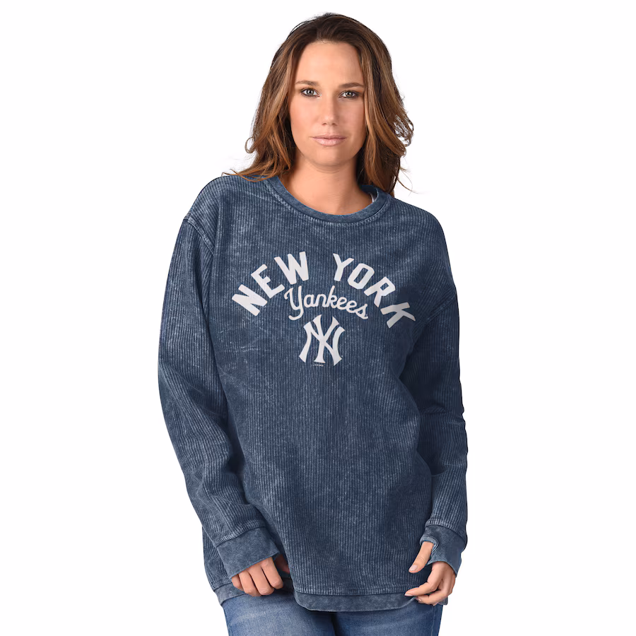 Women's New York Yankees G-III 4Her by Carl Banks Navy Comfy Cord Pullover Sweatshirt - Ujersey