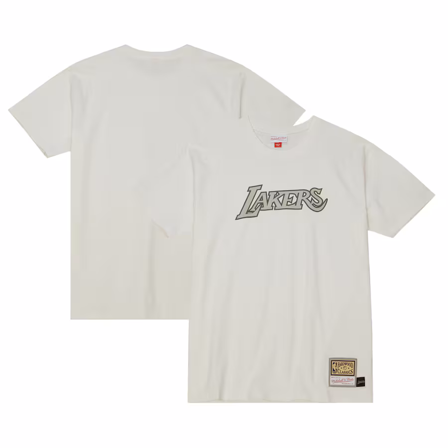 Men's Los Angeles Lakers  Mitchell & Ness Cream Hardwood Classics T-Shirt - Ujersey
