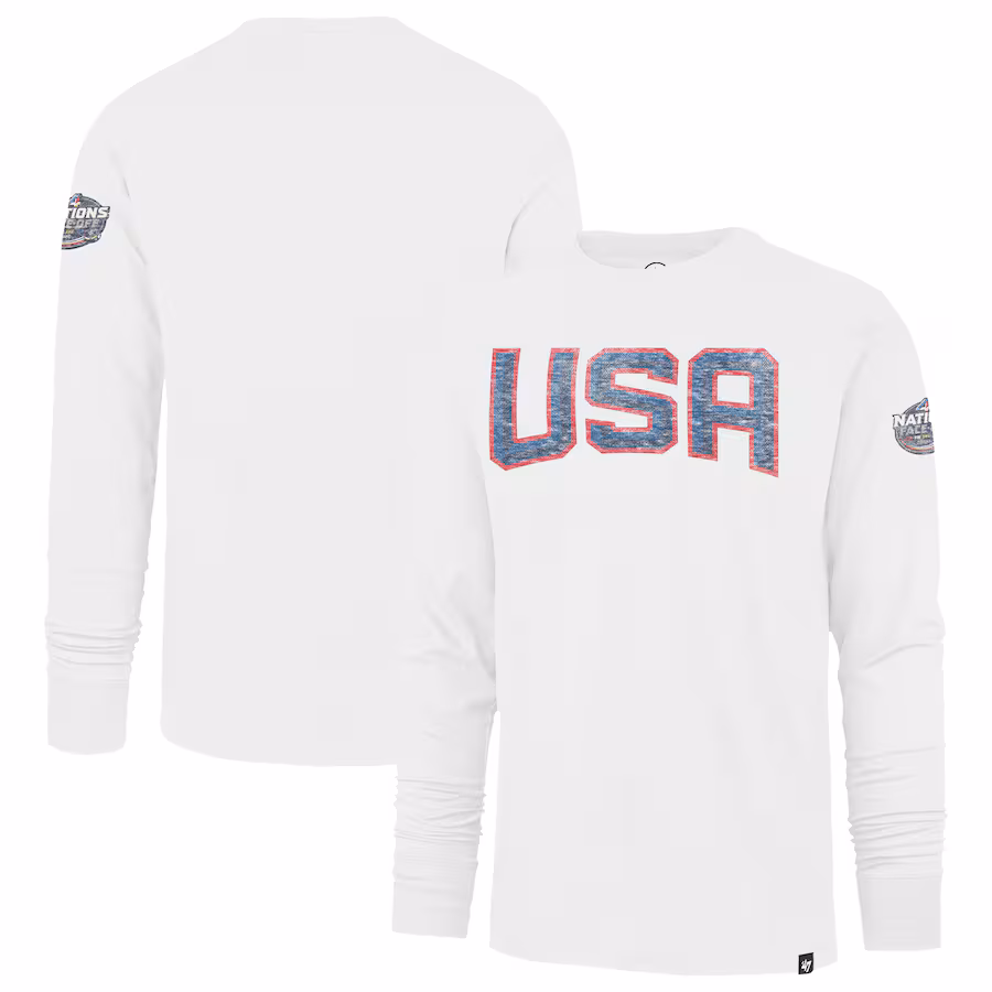 Men's USA '47 White 2025 4 Nations Face-Off Franklin Long Sleeve T-Shirt - Ujersey