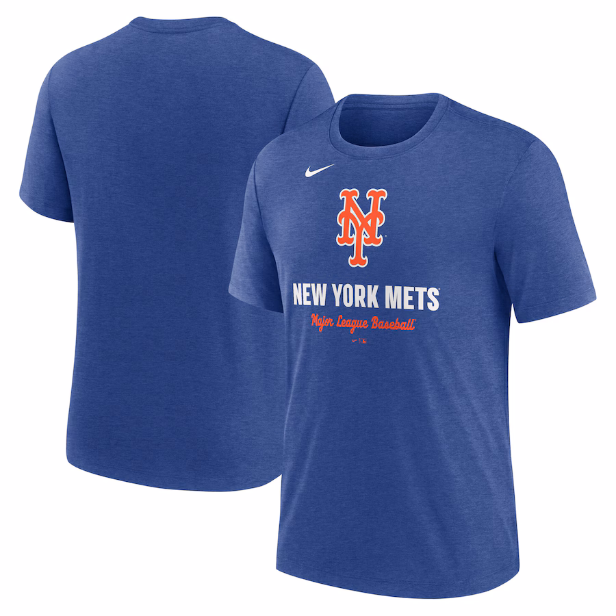 Men's New York Mets Nike Heather Royal Logo Tri-Blend T-Shirt - Ujersey