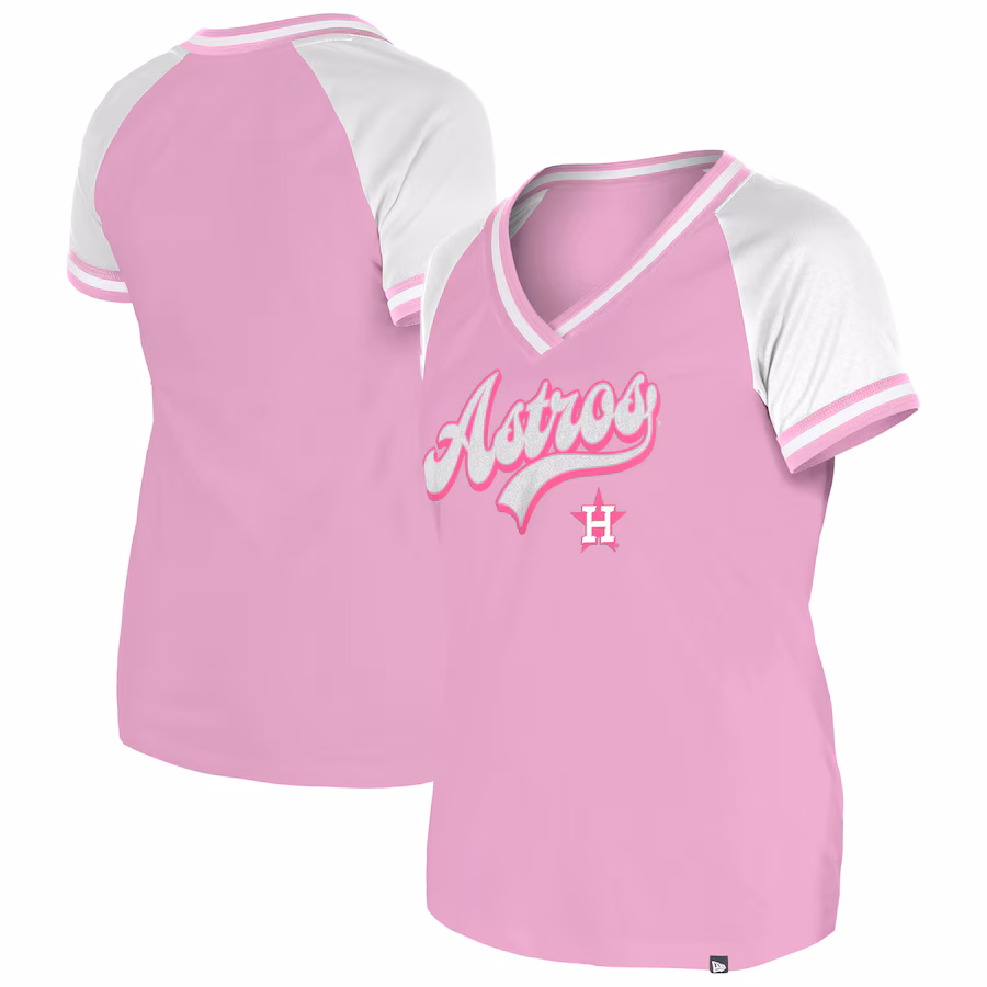 Women's Houston Astros New Era Light Pink Gameday V-Neck T-Shirt - Ujersey