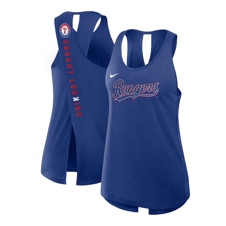Women's Texas Rangers Nike Royal Crisscross Performance Tank Top - Ujersey