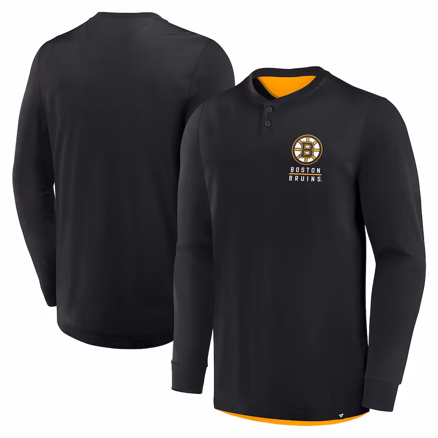 Men's Boston Bruins Fanatics Black Adrenaline Push Long Sleeve T-Shirt - Ujersey