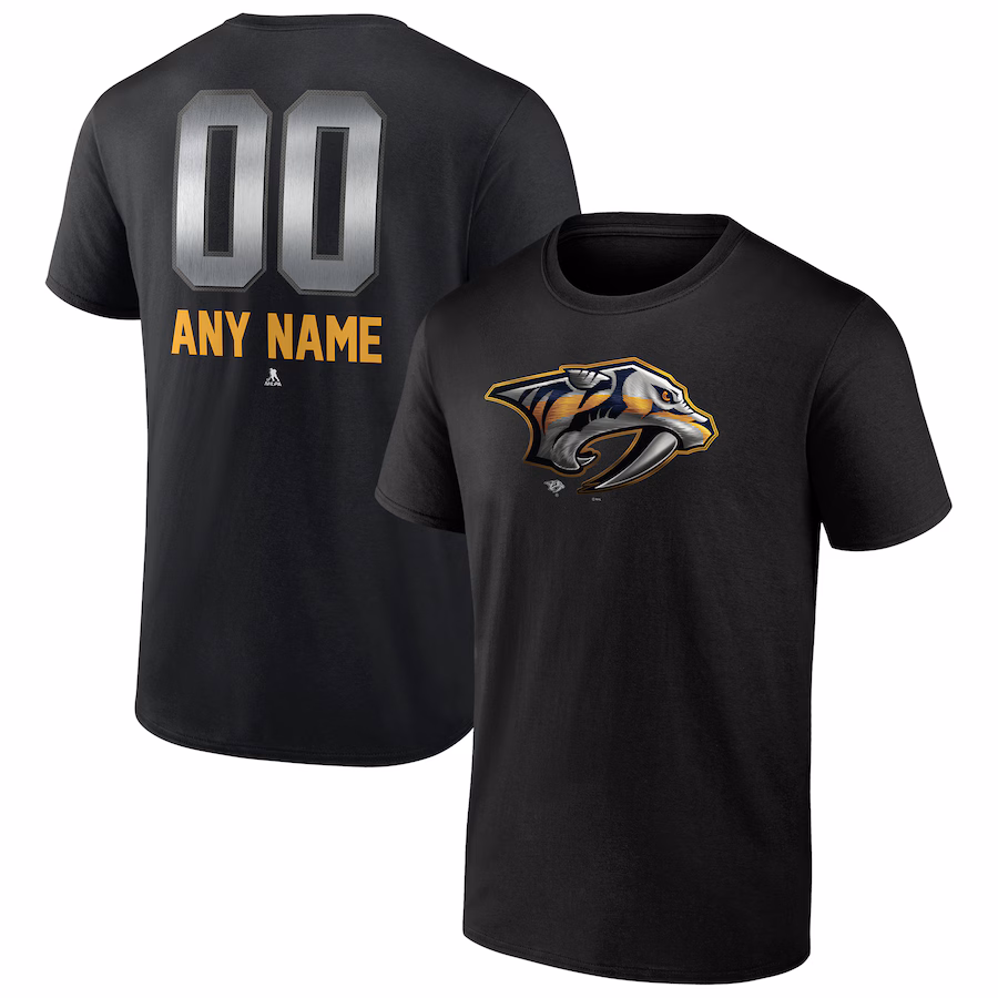 Men's Nashville Predators Black Personalized Midnight Mascot Logo T-Shirt - Ujersey