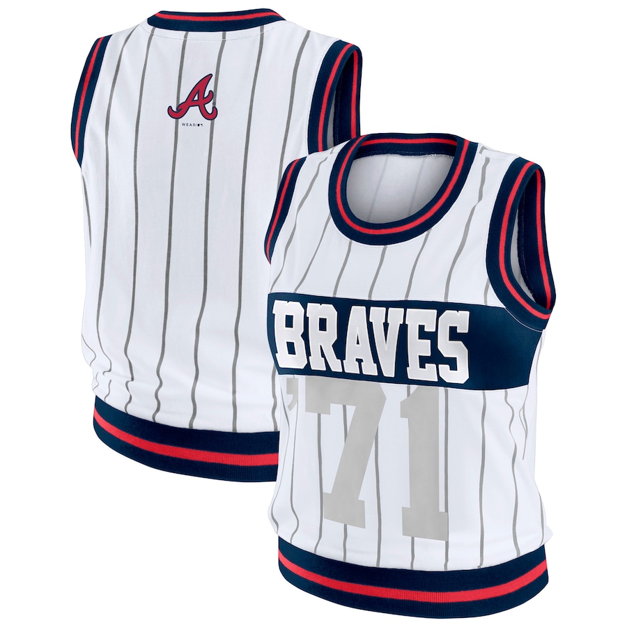Women's Atlanta Braves WEAR by Erin Andrews White Sporty Tank Top - Ujersey