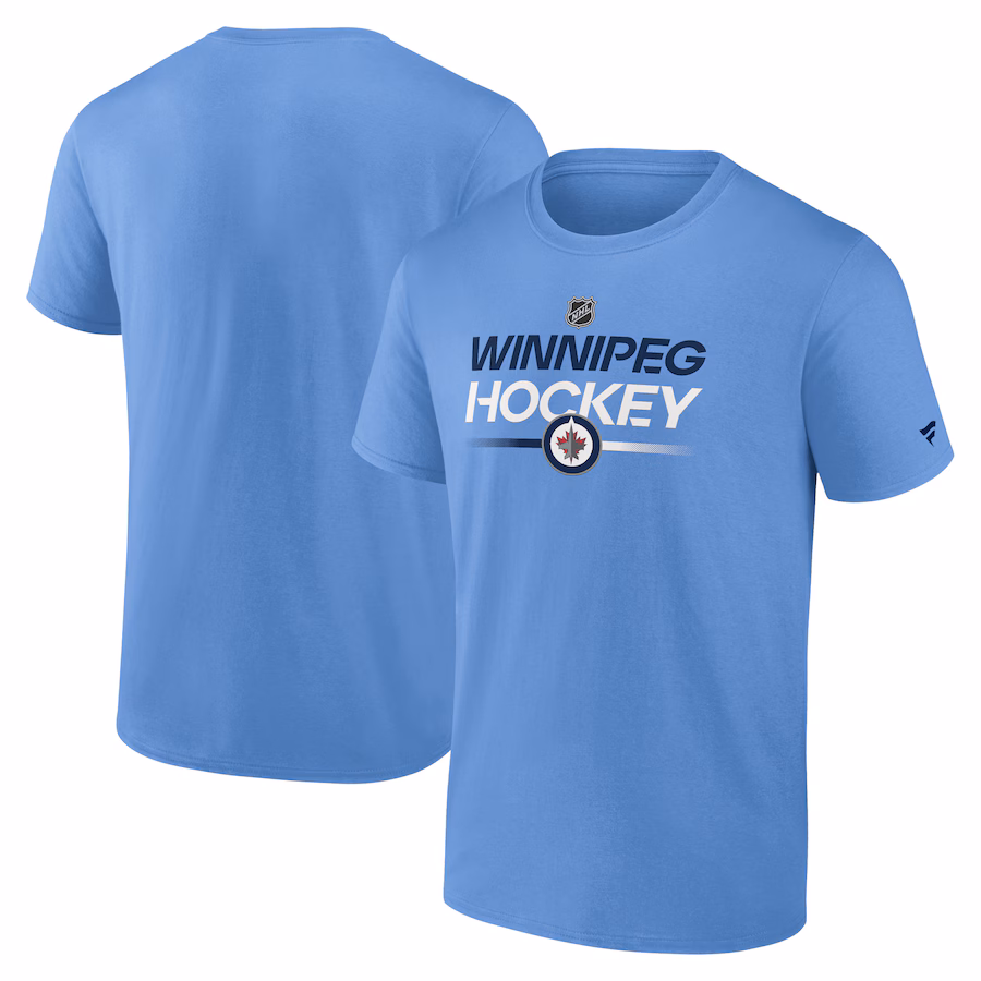 Men's Winnipeg Jets Fanatics Blue Authentic Pro Wordmark Alt Logo T-Shirt - Ujersey