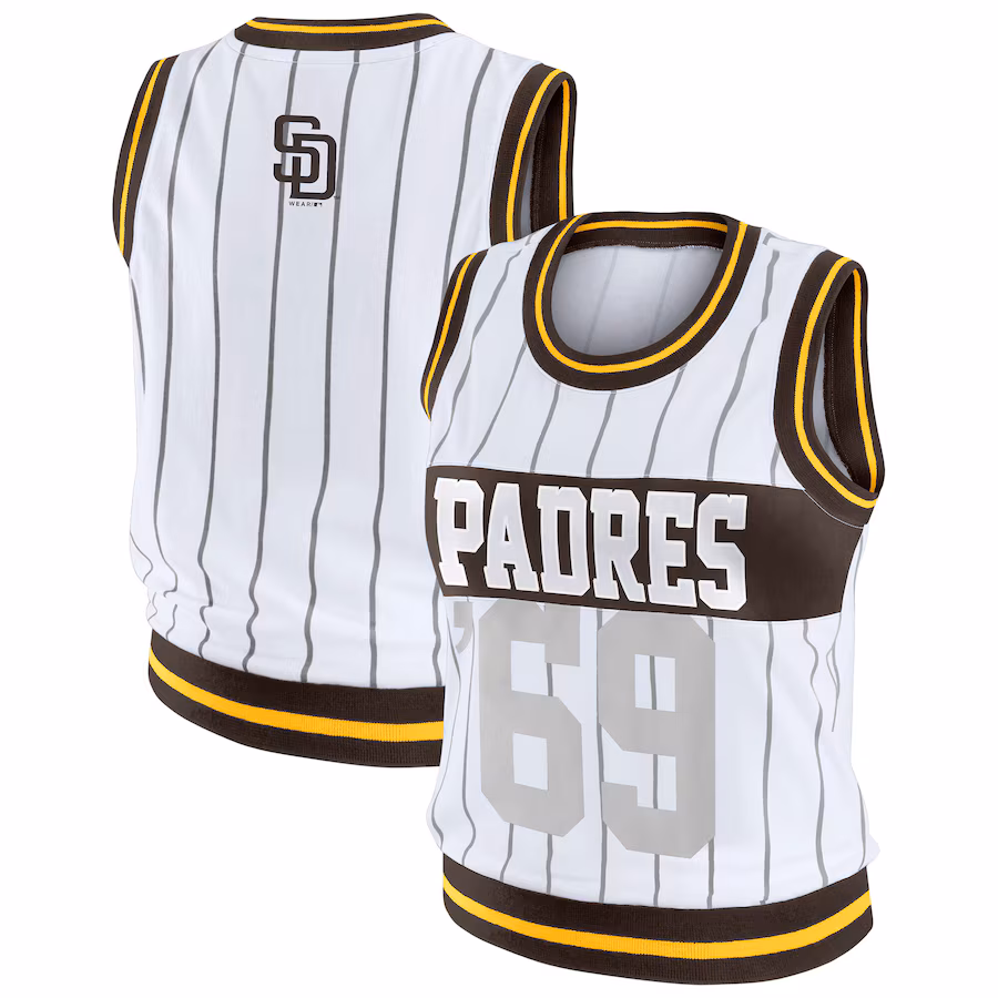 Women's San Diego Padres WEAR by Erin Andrews White Sporty Tank Top - Ujersey