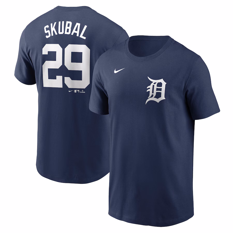 Men's Detroit Tigers Tarik Skubal Nike Navy Fuse Name & Number T-Shirt - Ujersey