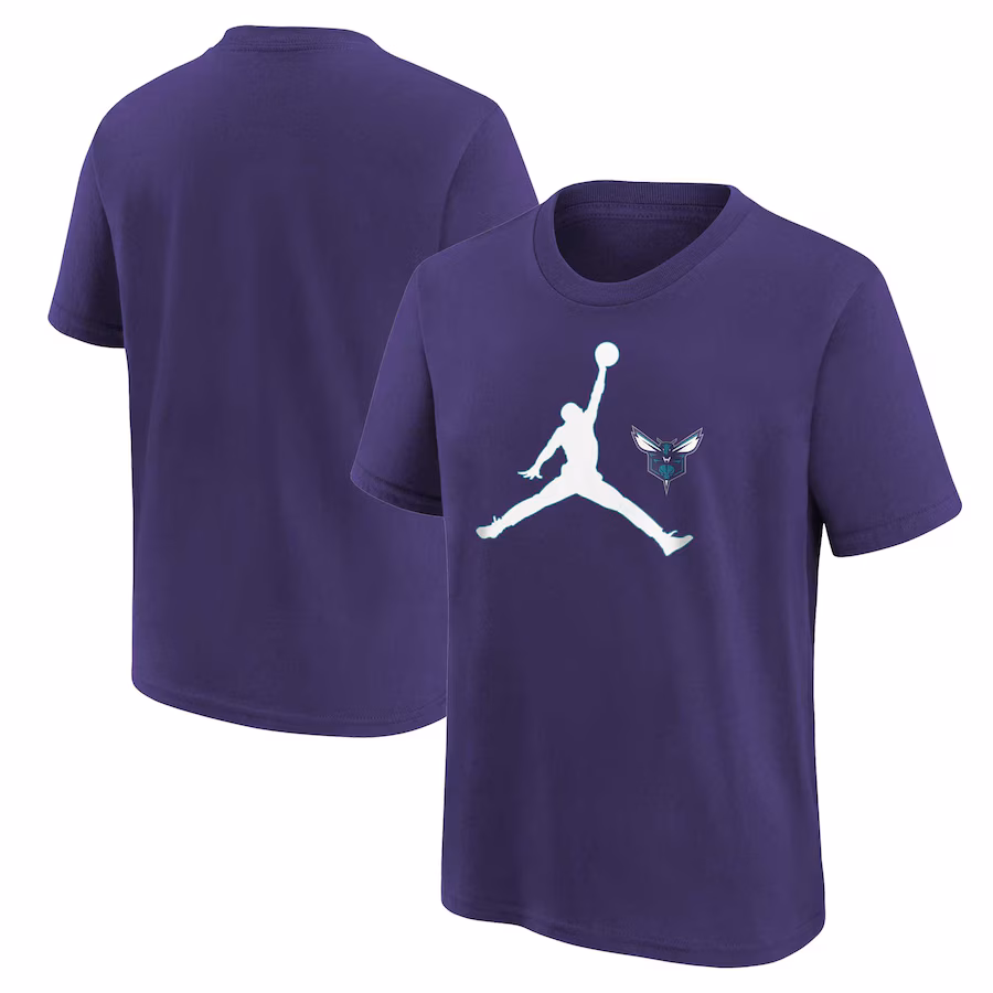 Youth Charlotte Hornets Jordan Brand Purple Essential Swoosh T-Shirt - Ujersey
