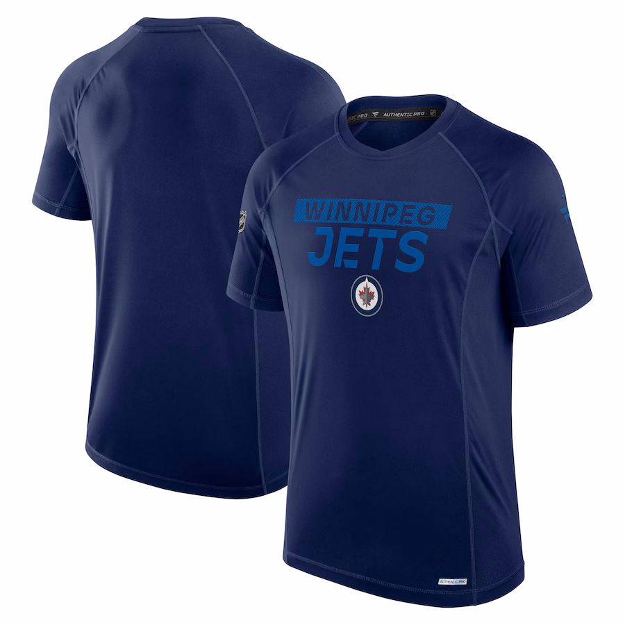 Men's Winnipeg Jets Fanatics Navy Authentic Pro Rink Tech T-Shirt - Ujersey