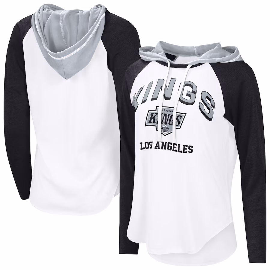 Women's Los Angeles Kings G-III 4Her by Carl Banks White VIP Raglan Long Sleeve Hoodie T-Shirt - Ujersey
