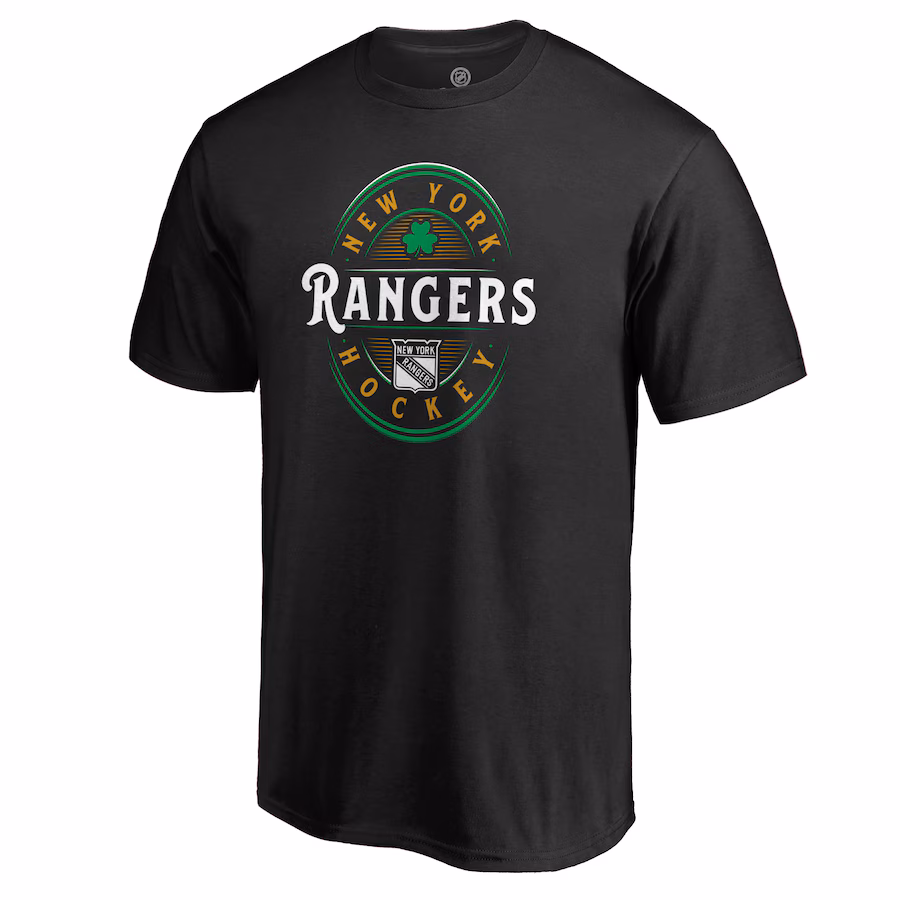 Men's New York Rangers Black St. Patrick's Day Forever Lucky T-Shirt - Ujersey