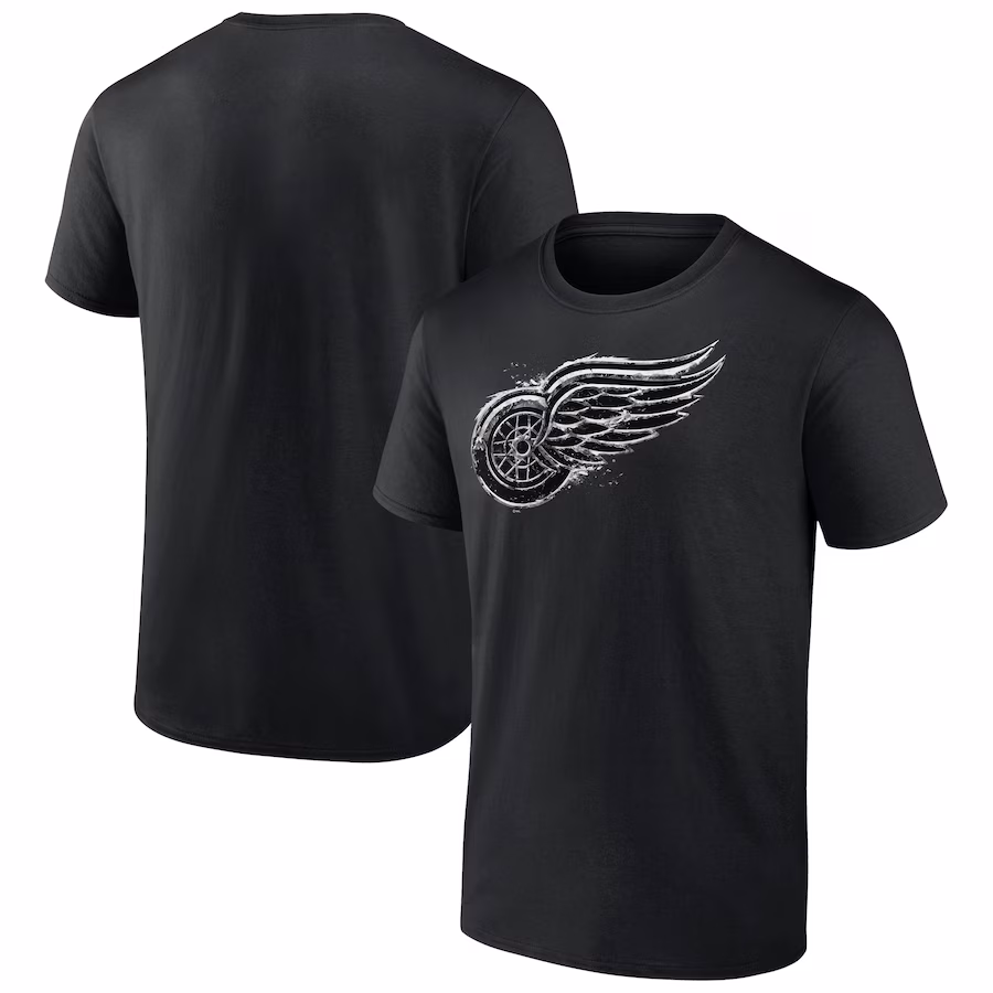 Men's Detroit Red Wings Black Iced Out T-Shirt - Ujersey