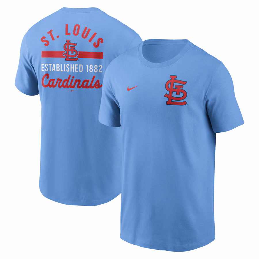 Men's St. Louis Cardinals Nike Light Blue 2-Hit T-Shirt - Ujersey