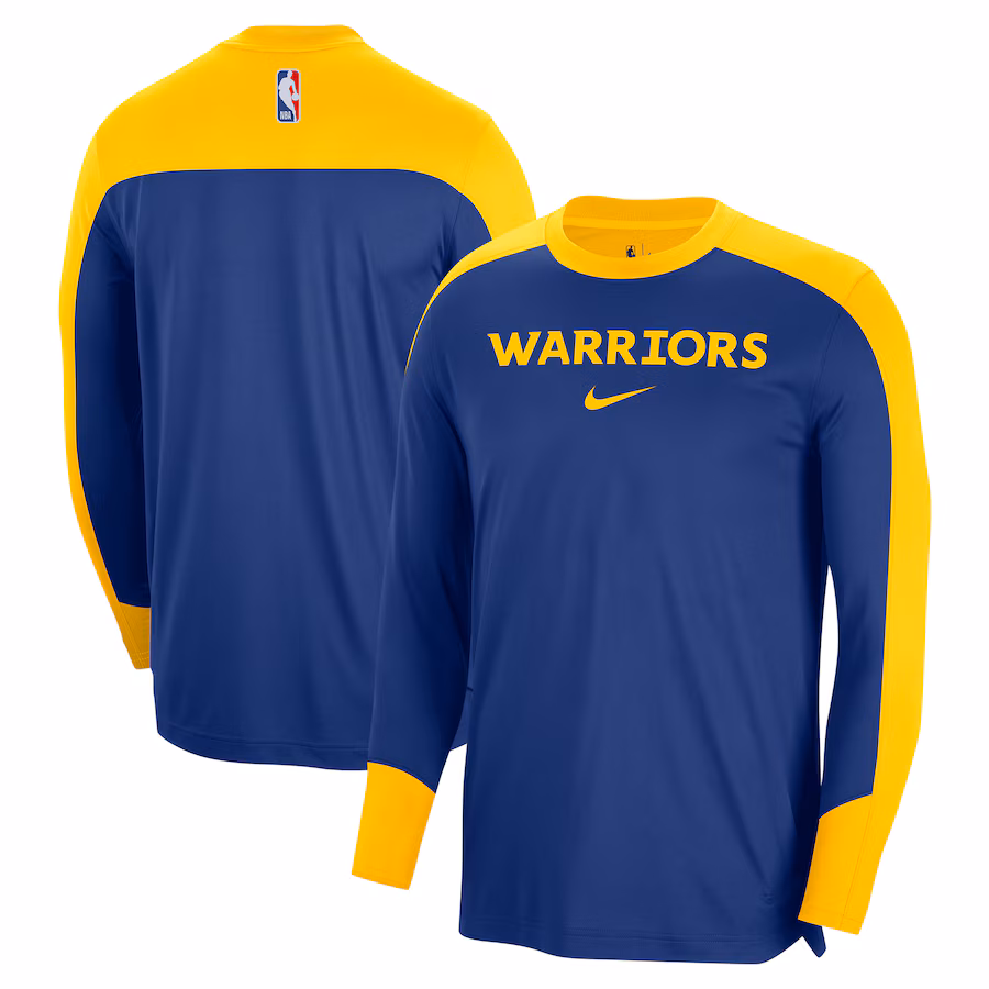 Men's Golden State Warriors Nike Royal 2024/25 Authentic Pre-Game Legend Long Sleeve Shooting Shirt - Ujersey