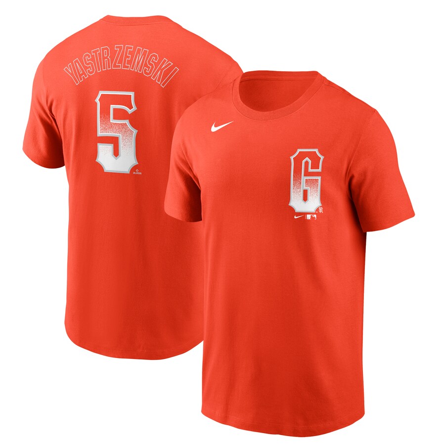 Men's San Francisco Giants Mike Yastrzemski Nike Orange City Connect Name & Number T-Shirt - Ujersey