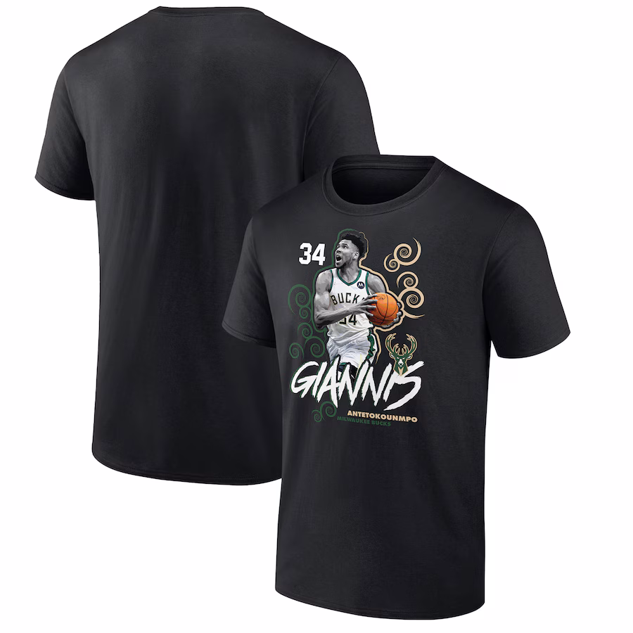 Men's Milwaukee Bucks Giannis Antetokounmpo Black Competitor T-Shirt - Ujersey