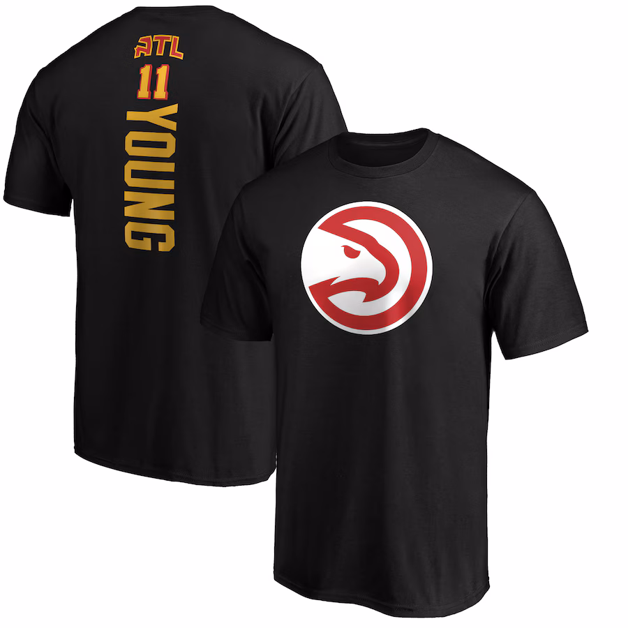 Men's Atlanta Hawks Trae Young Black Team Playmaker Name & Number T-Shirt - Ujersey