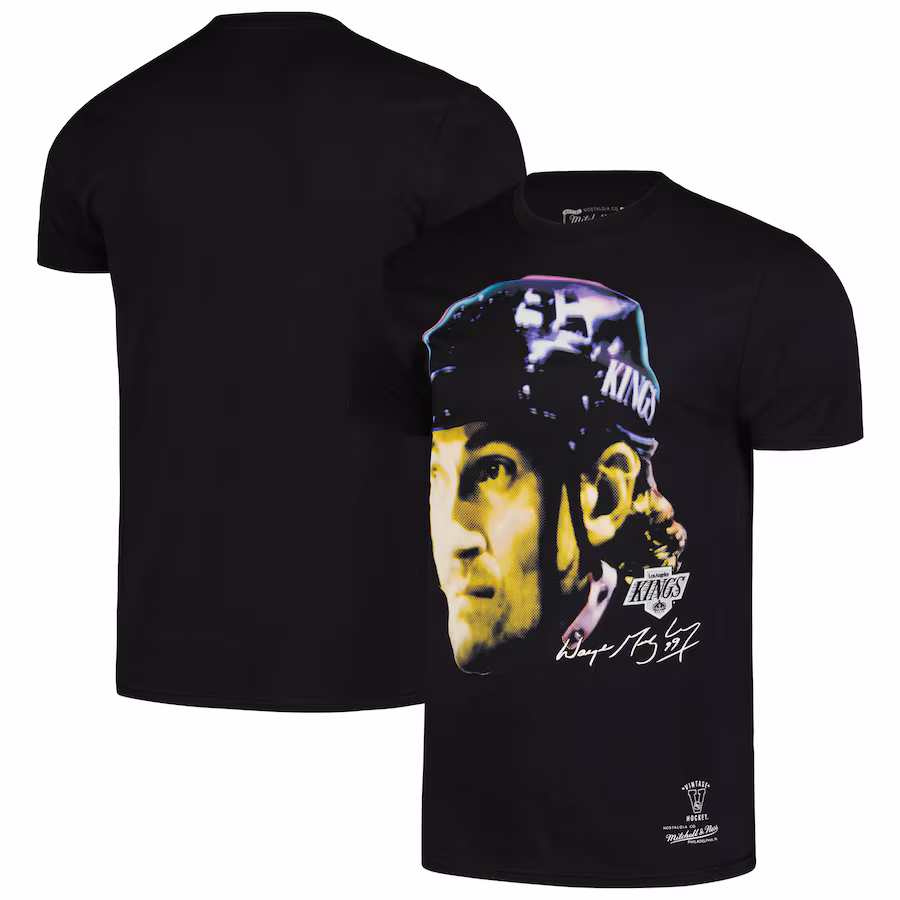Men's Los Angeles Kings Wayne Gretzky Mitchell & Ness Black Big Face T-Shirt - Ujersey