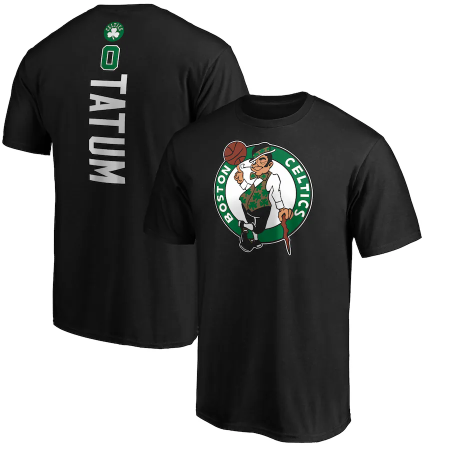Men's Boston Celtics Jayson Tatum Black Team Playmaker Name & Number T-Shirt - Ujersey