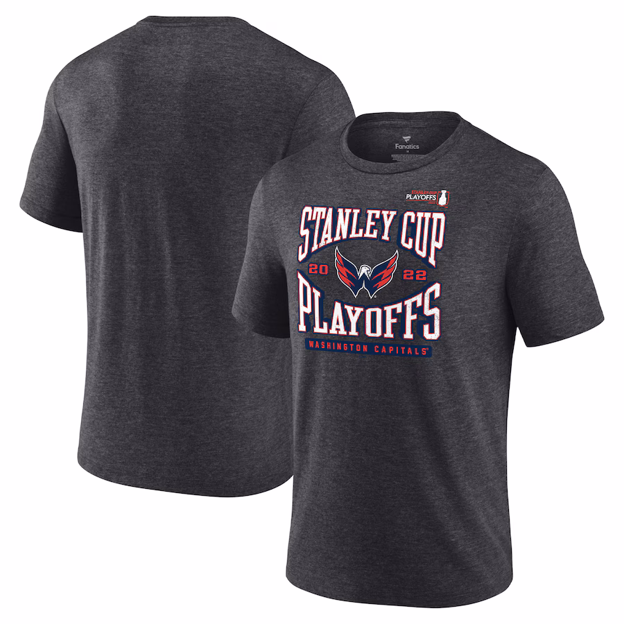 Men's Washington Capitals Fanatics Charcoal 2022 Stanley Cup Playoffs Wraparound T-Shirt - Ujersey