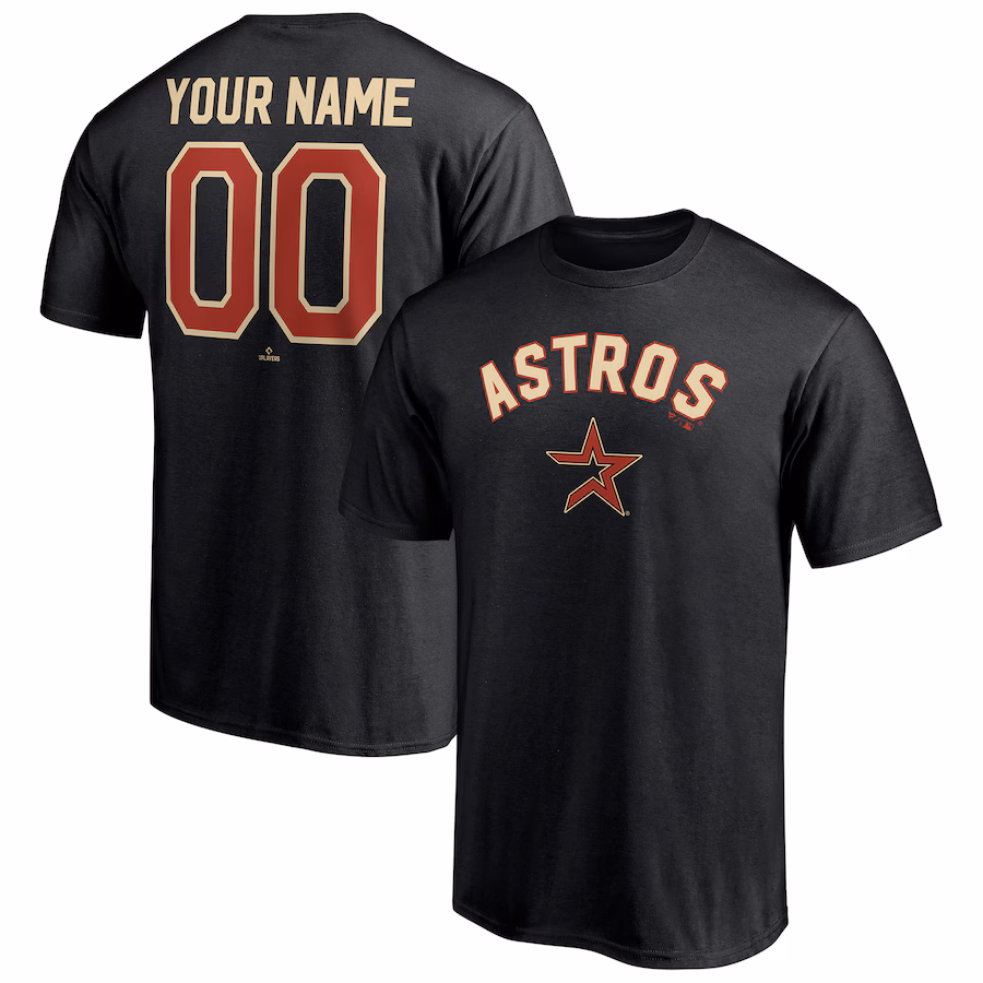 Men's Houston Astros Black Cooperstown Winning Streak Alternate Personalized Name & Number T-Shirt - Ujersey