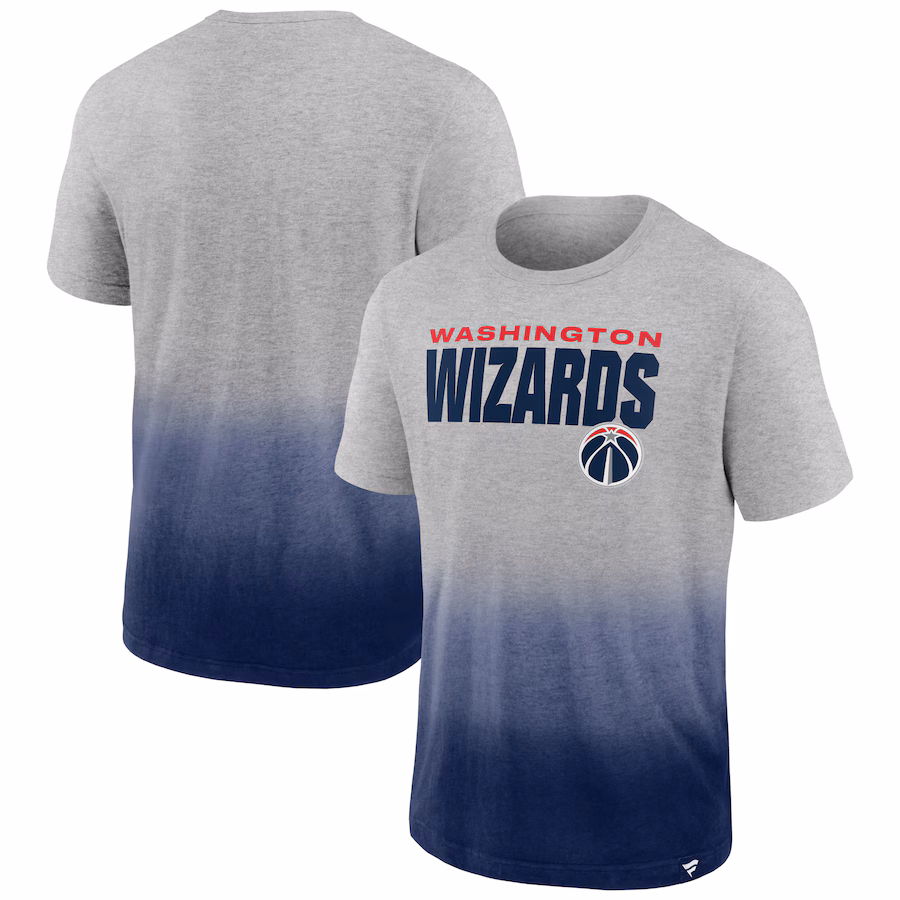 Men's Washington Wizards Fanatics Heathered Gray/Navy Board Crasher Dip-Dye T-Shirt - Ujersey