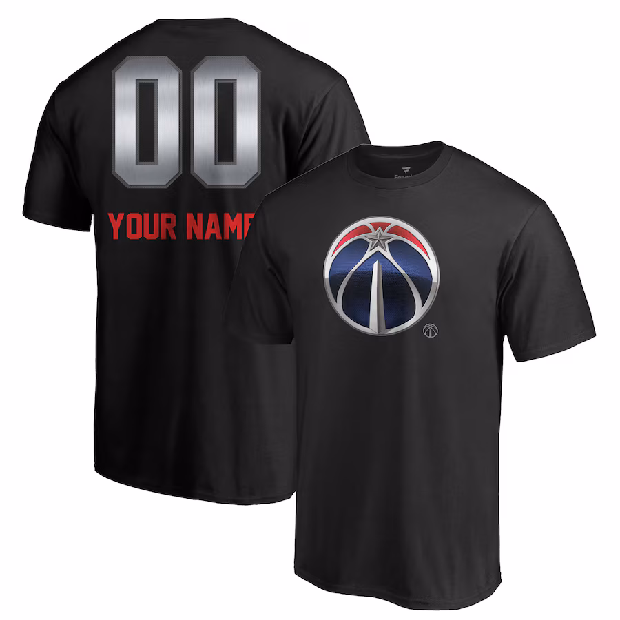 Men's Washington Wizards Black Midnight Mascot Personalized Name & Number T-Shirt - Ujersey