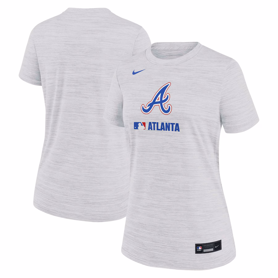 Women's Atlanta Braves Nike Ash Authentic Collection City Connect Velocity Performance T-Shirt - Ujersey