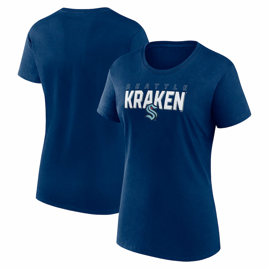 Women's Seattle Kraken Navy Launch Scoop Neck T-Shirt - Ujersey